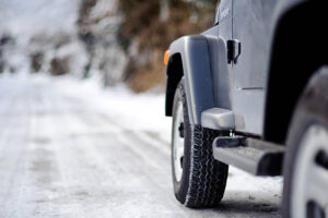 off-road vehicle on a snowy road