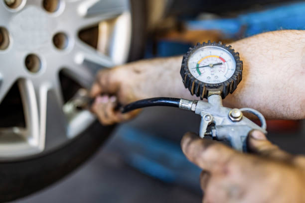 checking tire pressure