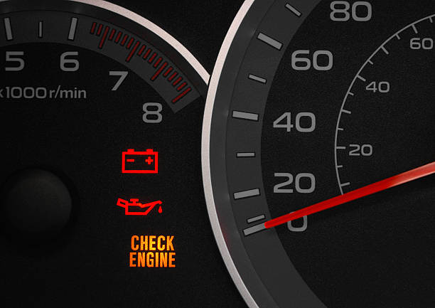 check engine warning light on indicating a car failure.