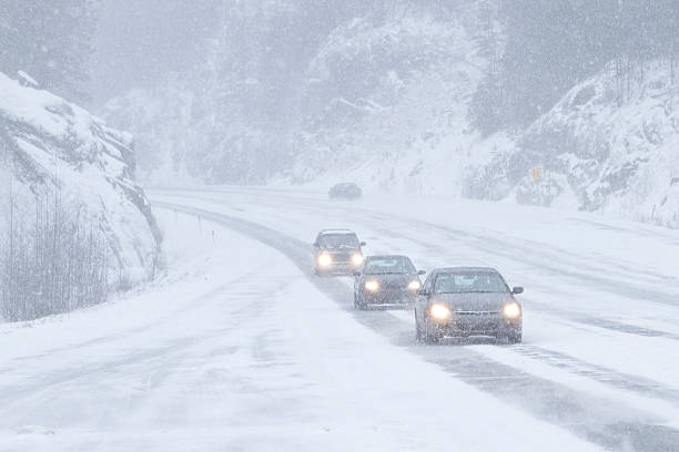 car in winter road