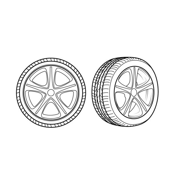 Black and white Cartoon car tire